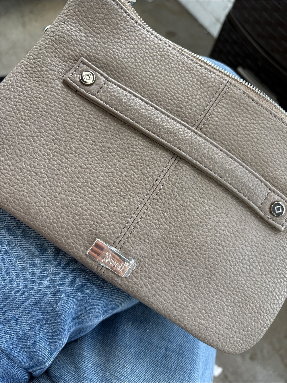 Fiorelli Taupe Pebbled Leather Wristlet Clutch